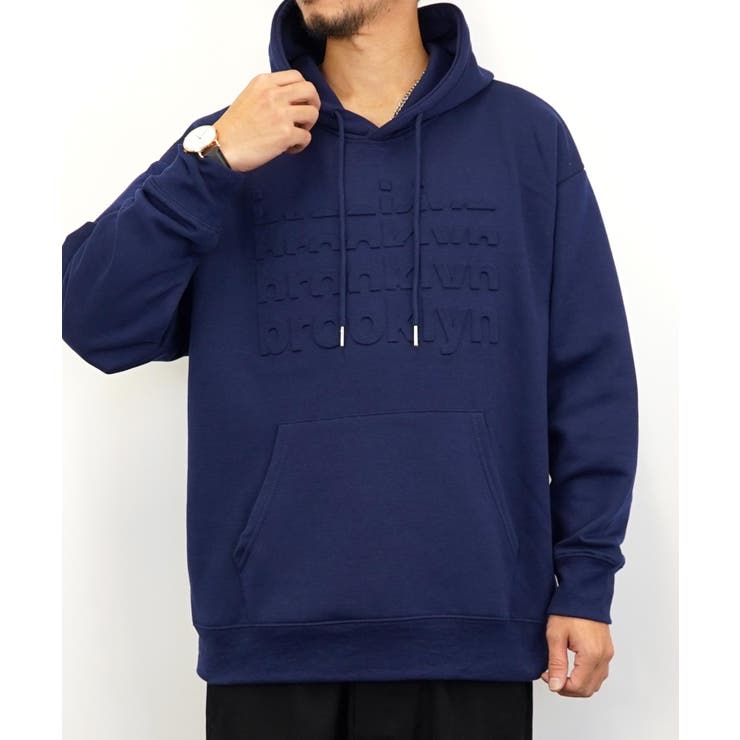 8LOOM ロゴ裏毛ビックパーカー ネイビーLサイズ 超話題新作