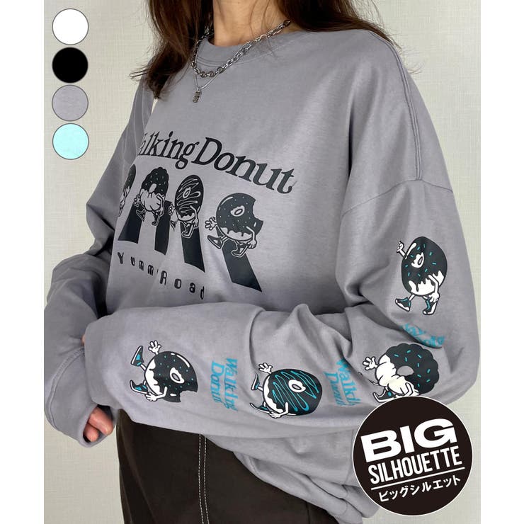 グレージュ-袖ロゴ | ロンT ロンティー長袖 袖プリント | GROOVY STORE