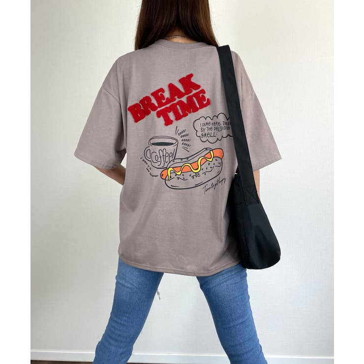 Tシャツ半袖 ホットドッグ さがら刺繍[品番：GRVK0002987