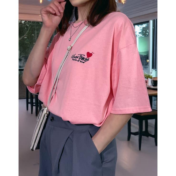 【刺繍】ワンポイント Tシャツ半袖 ロゴ ワイド サークル ハート | GROOVY STORE | 詳細画像19 