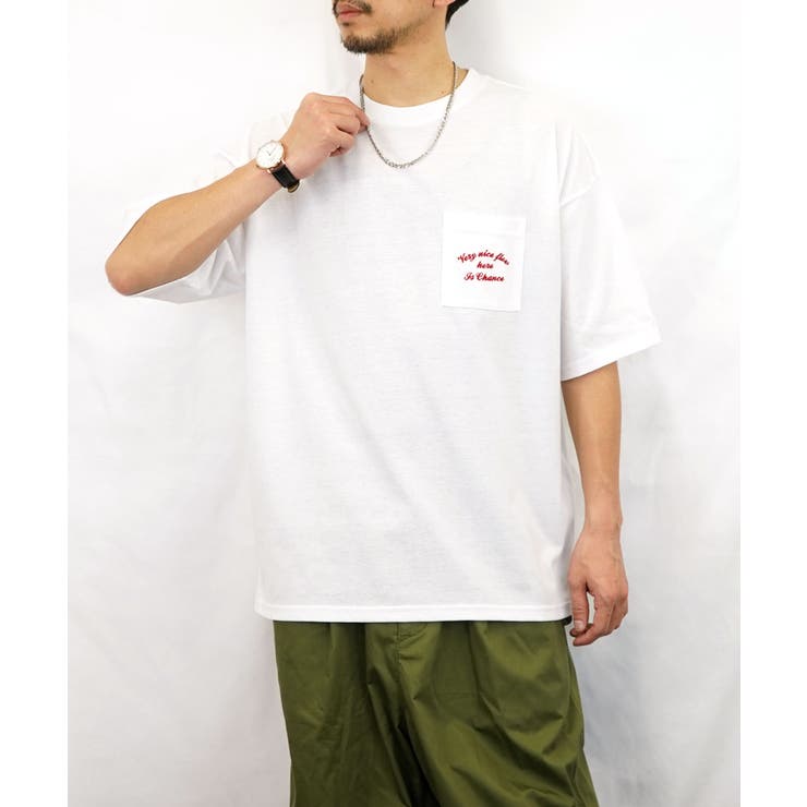 Tシャツ半袖 刺繍 ポケット[品番：GRVK0002992]｜GROOVY STORE