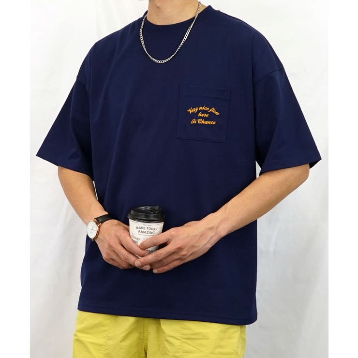 Tシャツ半袖 刺繍 ポケット[品番：GRVK0002992]｜GROOVY STORE