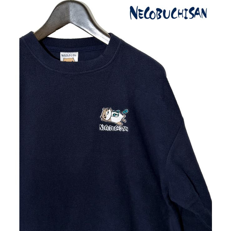 ネイビー | 猫渕さん ふわふわ フリース 裏起毛 トレーナー | GROOVY STORE
