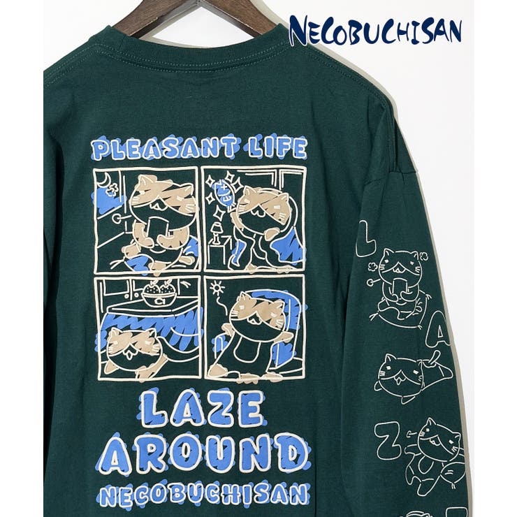 グリーン | 猫渕さん 袖ロゴ ロンT 「アニメネコブチ」 | GROOVY STORE