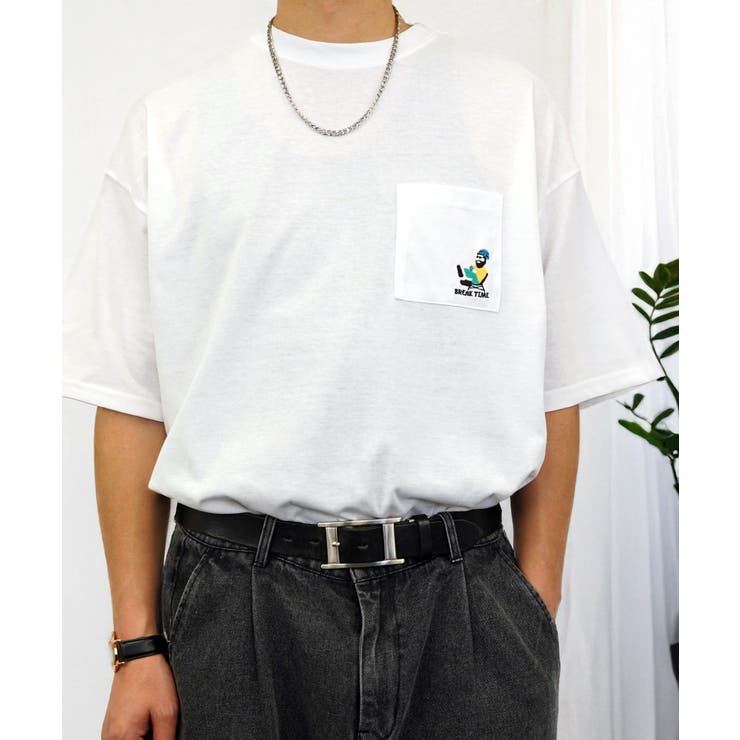 【オーバーサイズ】Tシャツ半袖 刺繍 ポケット Tシャツ #ロゴ  | GROOVY STORE | 詳細画像22 