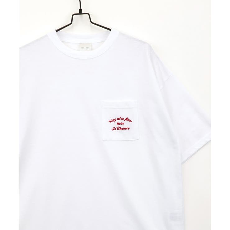 刺繍 ｵｰﾊﾞｰｻｲｽﾞ Tｼｬﾂ【ポケット】Tシャツ半袖 ｵｰﾊﾞｰｻｲｽﾞ #ロゴ Tシャツ