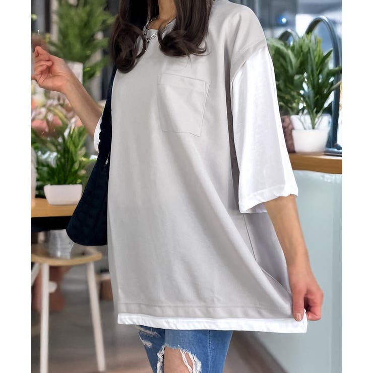 【ゆったりサイズ】ジョーゼット ベスト風 Tシャツ #無地 Tシャツ | GROOVY STORE | 詳細画像3 