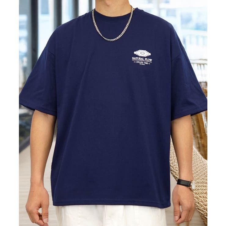 【ｵｰﾊﾞｰｻｲｽﾞ】Tシャツ半袖 オルテガ さがら刺繍 ﾊﾞｯｸﾌﾟﾘﾝﾄ Tシャツ #ロゴ T