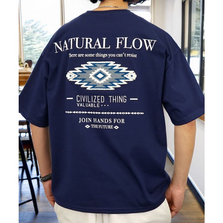 【ｵｰﾊﾞｰｻｲｽﾞ】Tシャツ半袖 オルテガ さがら刺繍 ﾊﾞｯｸﾌﾟﾘﾝﾄ Tシャツ #ロゴ T