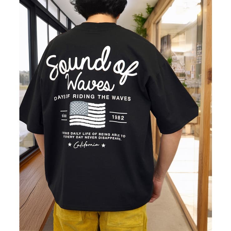 【ｵｰﾊﾞｰｻｲｽﾞ】Tシャツ半袖 オルテガ さがら刺繍 ﾊﾞｯｸﾌﾟﾘﾝﾄ Tシャツ #ロゴ T