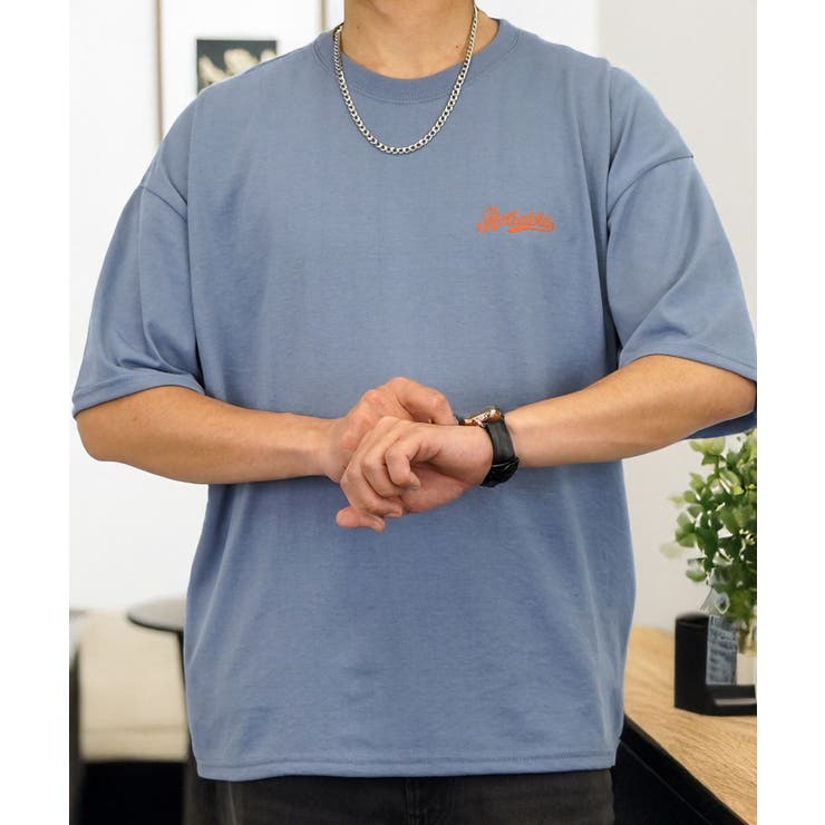【ｵｰﾊﾞｰｻｲｽﾞ】Tシャツ半袖 オルテガ さがら刺繍 ﾊﾞｯｸﾌﾟﾘﾝﾄ Tシャツ #ロゴ T