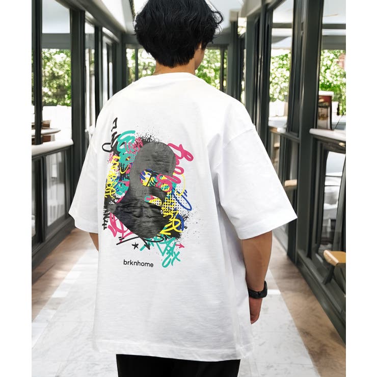 【brknhome / ブロークンホーム】グラフィック プリント ワイド 半袖Tシャツ スケーター usaコットン