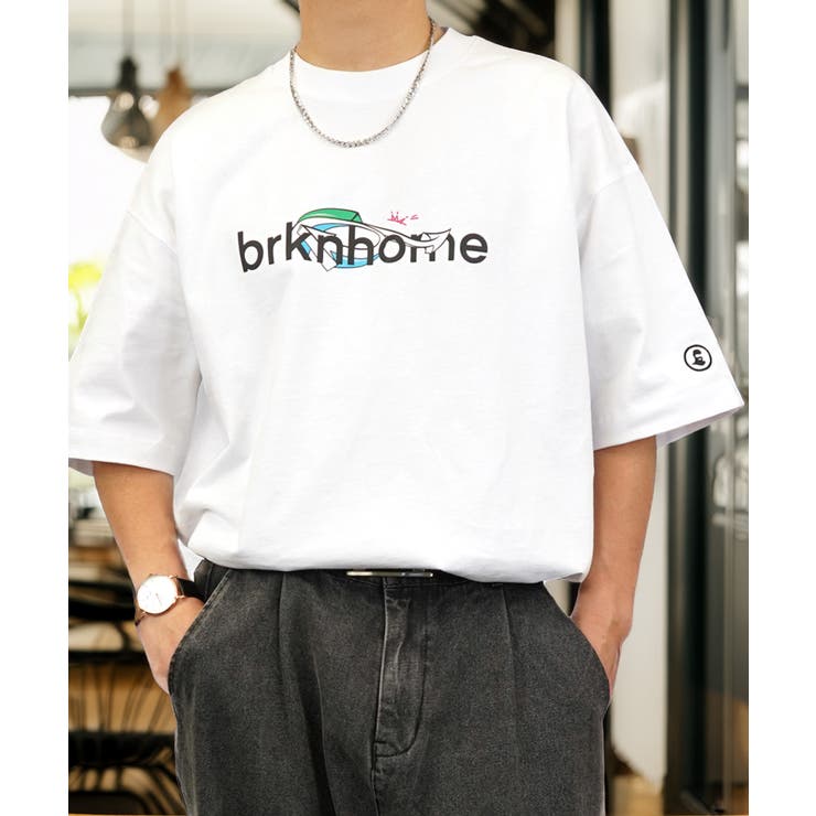【brknhome / ブロークンホーム】グラフィック プリント ワイド 半袖Tシャツ スケーター usaコットン
