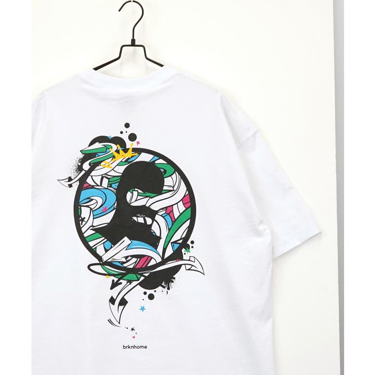【brknhome / ブロークンホーム】グラフィック プリント ワイド 半袖Tシャツ スケーター usaコットン