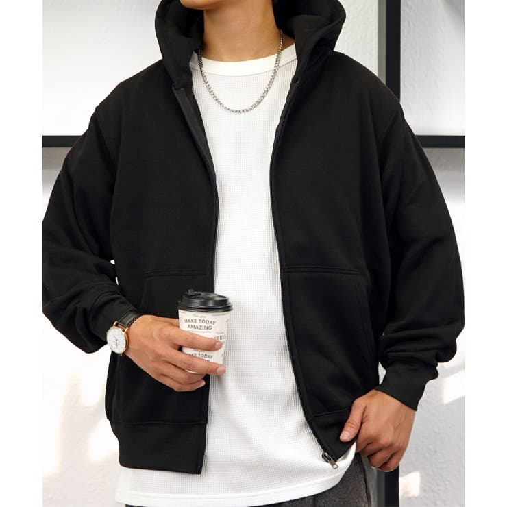 無地 裏起毛フルジップパーカー | GROOVY STORE | 詳細画像2 