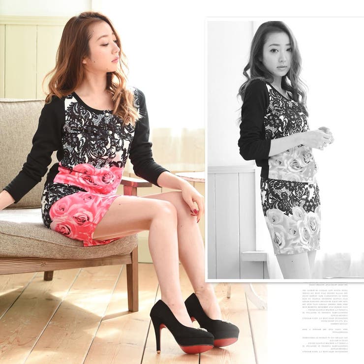 ゴージャスなインパクトデザイン♪レース&amp;ローズコラボプリントセットアップ… | Growing Rich | 詳細画像5 