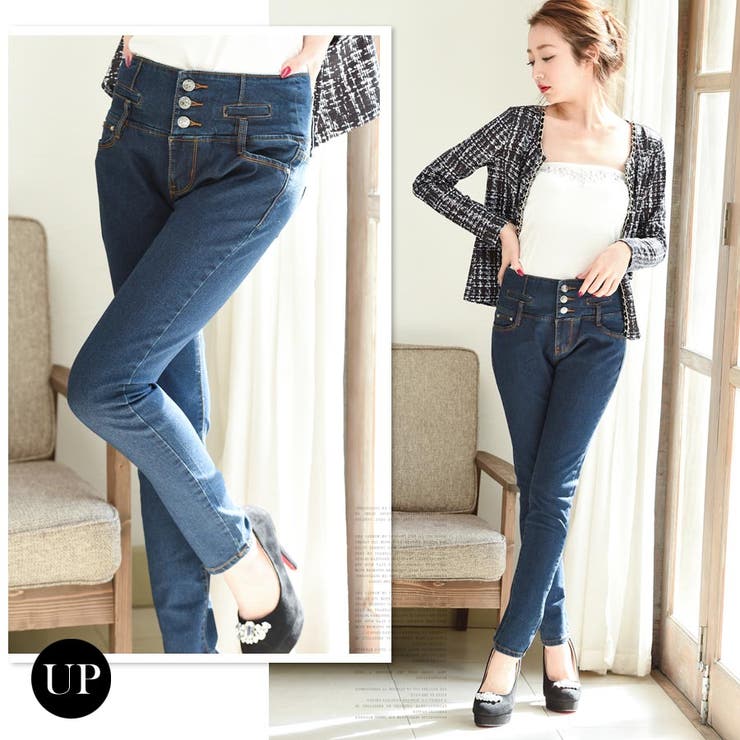 Rich&Skinny❤︎リッチ&スキニーデニム25ブーツカット✩ デザインハイウエスト！美脚 脚長決定 ハイウエストストレッチ