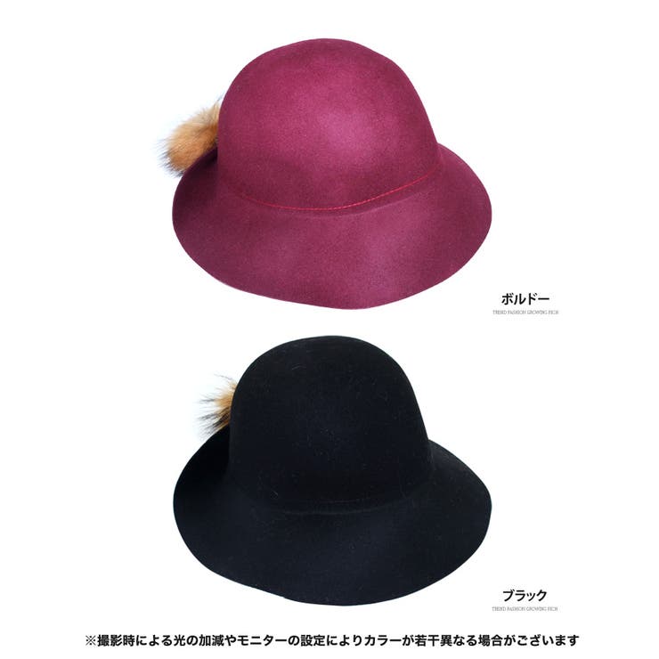 リッチでカワイイ↑ファーがワンポイント♪リアルラクーンファー付き中折れハット | Growing Rich | 詳細画像3 