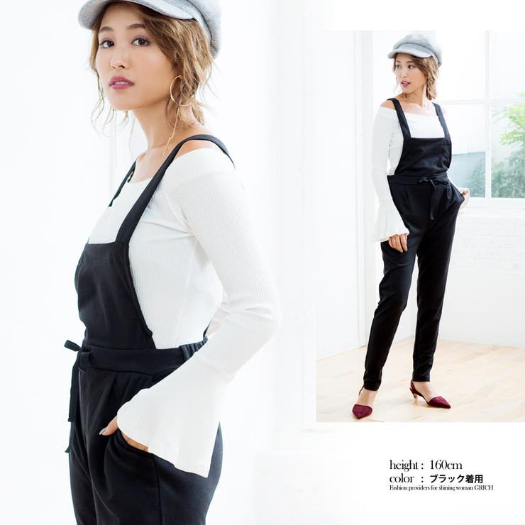 柔らかカットソー素材シンプルサロペット | Growing Rich | 詳細画像12 