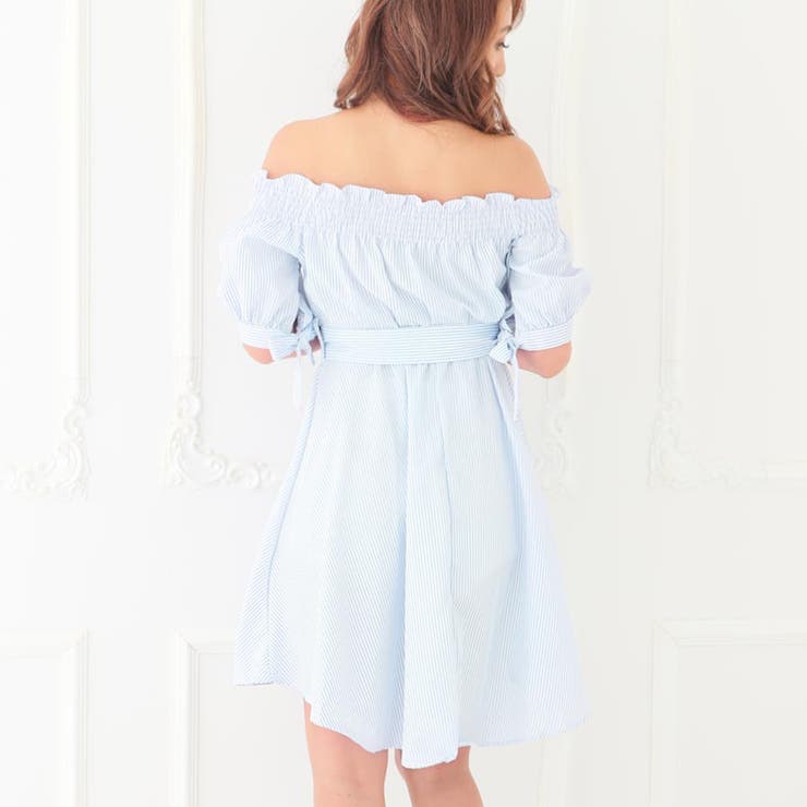 【XL美品】M'S GRACY オフショルダーワンピース　リボン　Aライン　42 czcz850071_2.jpg