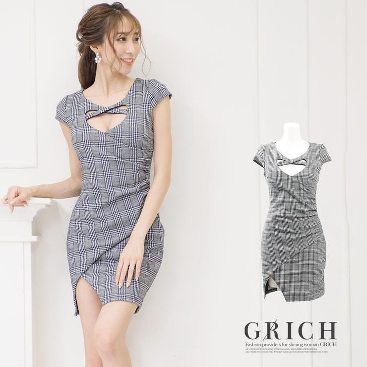 胸元クロスワンピースドレス[品番：GW000003050]｜Growing Rich