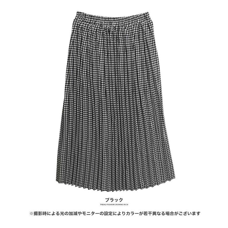 ボトムス スカート]千鳥格子柄プリーツスカート[181239][ロング ミディ