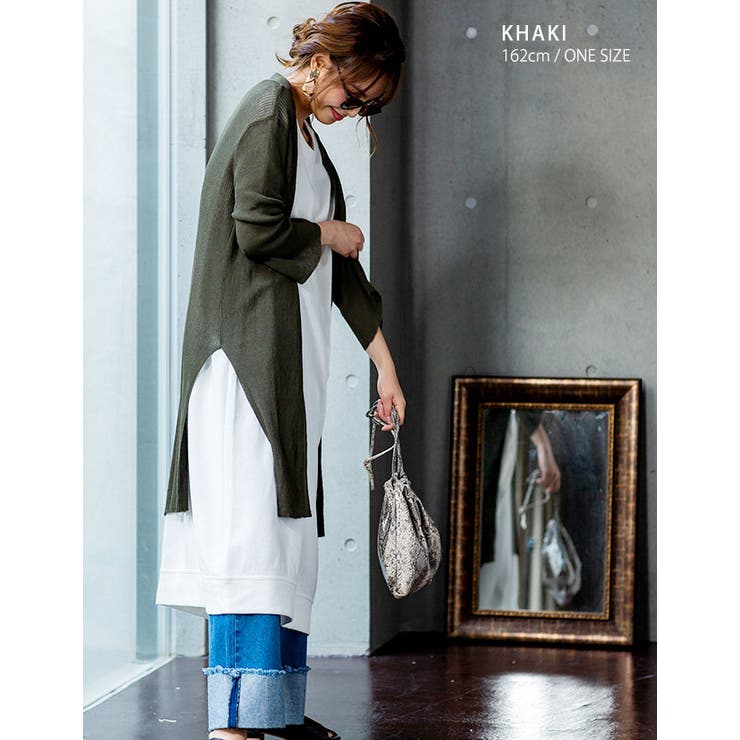 [トップス]スリット入りさらり リブニット カーデ[180605A][カーディガ… | Growing Rich | 詳細画像8 