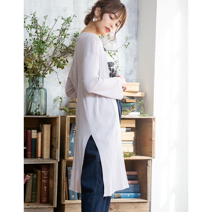 [トップス]スリット入りさらり リブニット カーデ[180605A][カーディガ… | Growing Rich | 詳細画像3 