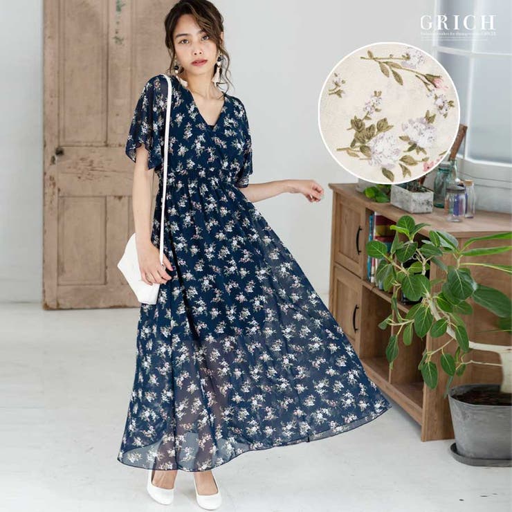 uni's room■3color リボンカシュクールワンピース OP-SS24-19 カシュクールシフォンロングワンピース[品番:GW000003373