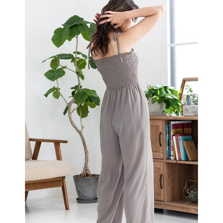 オールインワン]シャーリングトップス楊柳オールインワン[190678