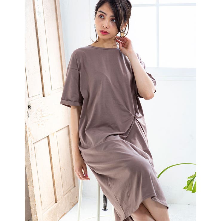 [ワンピース]ツイストアシンメトリーＴシャツワンピース[190721][らくちん… | Growing Rich | 詳細画像16 