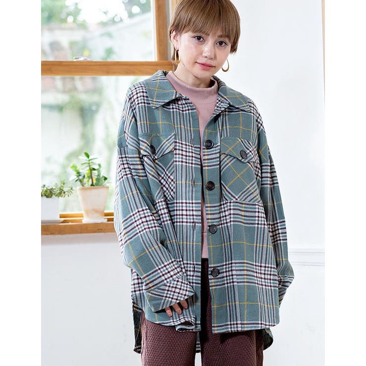 チェック柄ビッグCPOシャツ | Growing Rich | 詳細画像14 