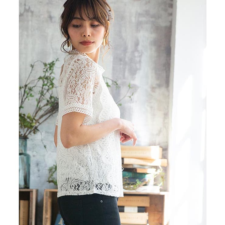 Apuweiser-riche レーストリムプリーツトップス レーストリムプリーツ