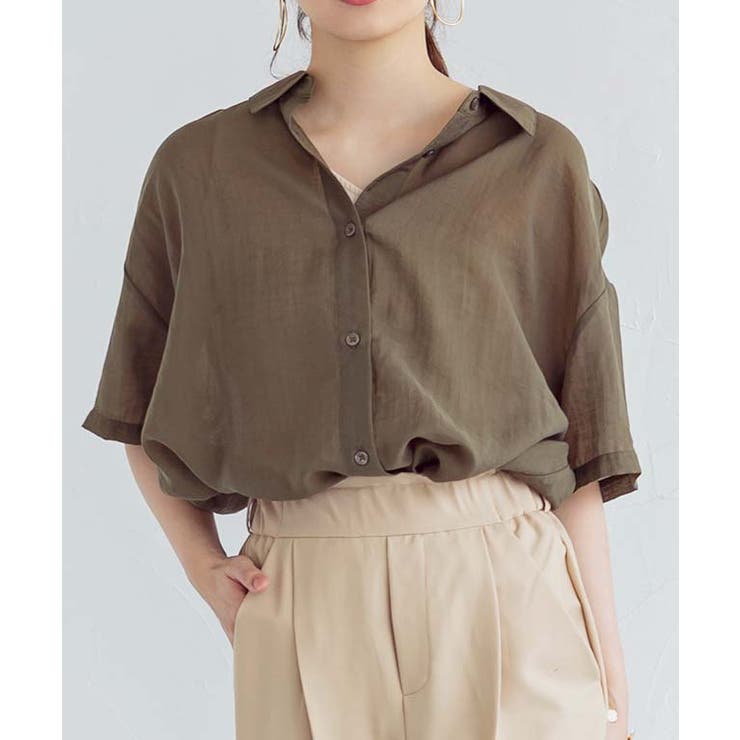 AGLINI 売れ筋商品|||アリーニ シャツ トップス レディース Shirts Brown トップス シアーシャツ シアートップス[品番：GW000003851
