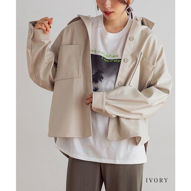 シャツジャケット レディース オーバーサイズ[品番：GW000003885