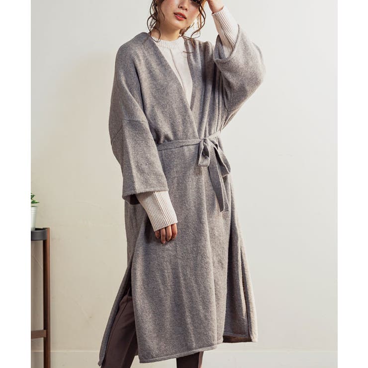 グレー | トップス 羽織り ロング | Growing Rich