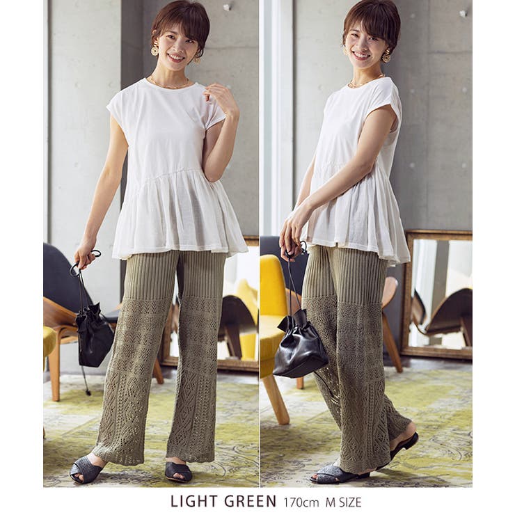 美品★MACHATT かぎ編みニットパンツ かぎ針編みフラワーニットパンツ - エクリュ/ブラック | ZARA
