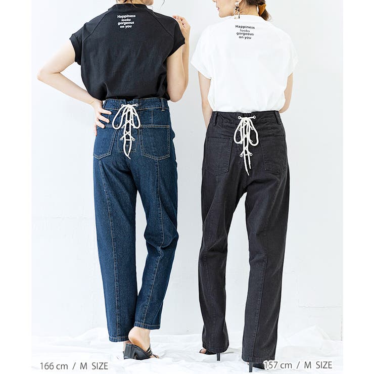 バックレースアップ デニム ジーンズ | Growing Rich | 詳細画像14 