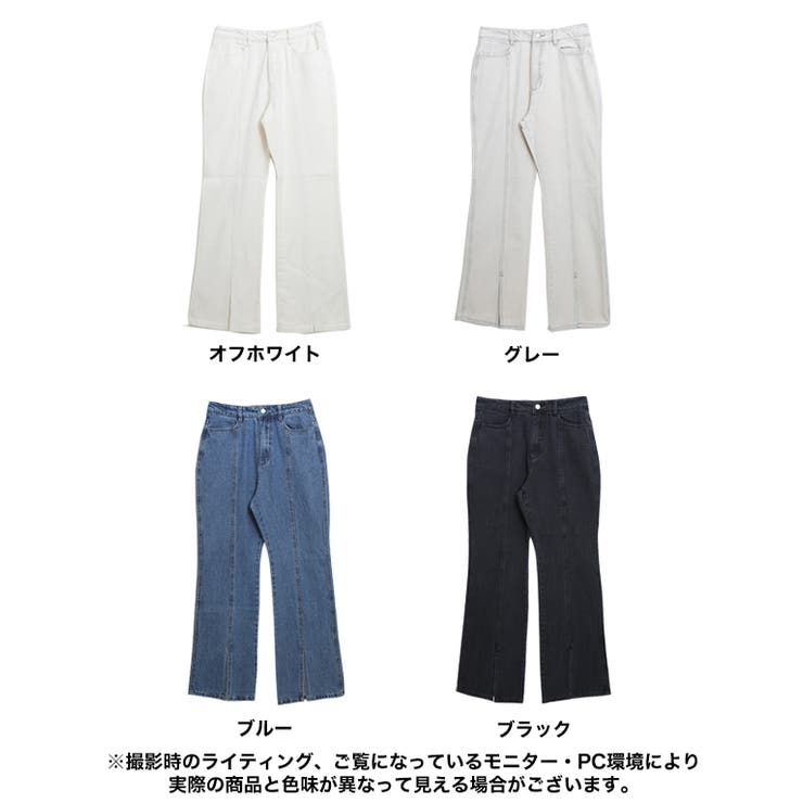 デニムフレアフロントスリットパンツ S M | Growing Rich | 詳細画像16 