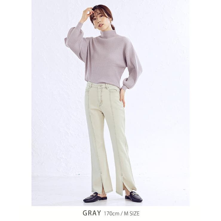 デニムフレアフロントスリットパンツ S M | Growing Rich | 詳細画像10 