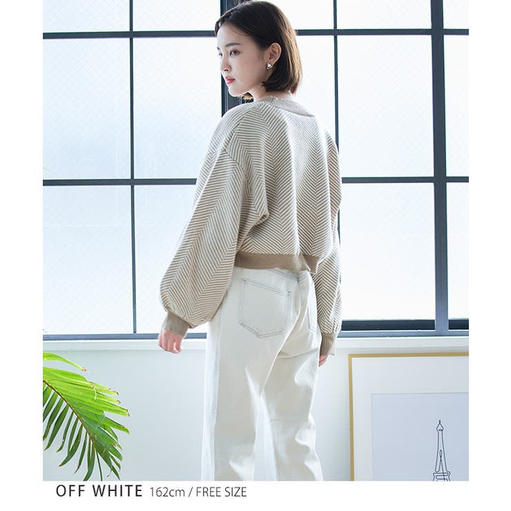 ヘリンボンクロップドニット トップス ニット | Growing Rich | 詳細画像7 