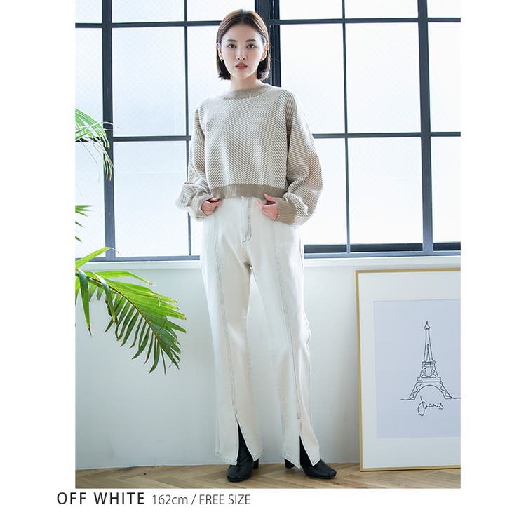 ヘリンボンクロップドニット トップス ニット | Growing Rich | 詳細画像8 