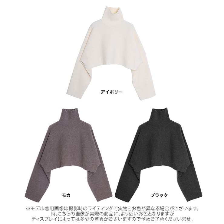 ショート丈ハイネックニット トップス ニット[品番：GW000004159