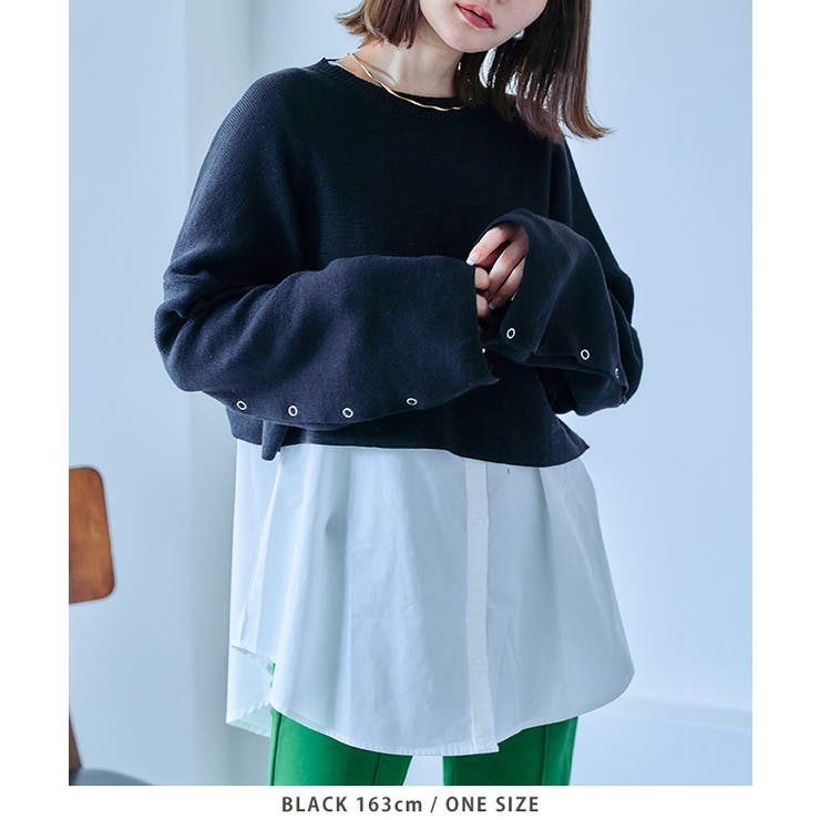 袖ボタンクロップドニット トップス ニット | Growing Rich | 詳細画像10 