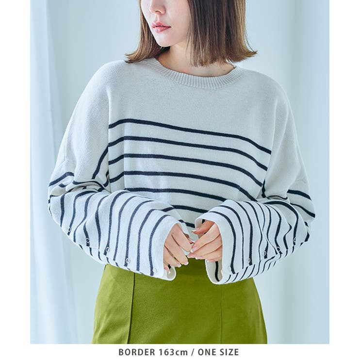 袖ボタンクロップドニット トップス ニット | Growing Rich | 詳細画像6 