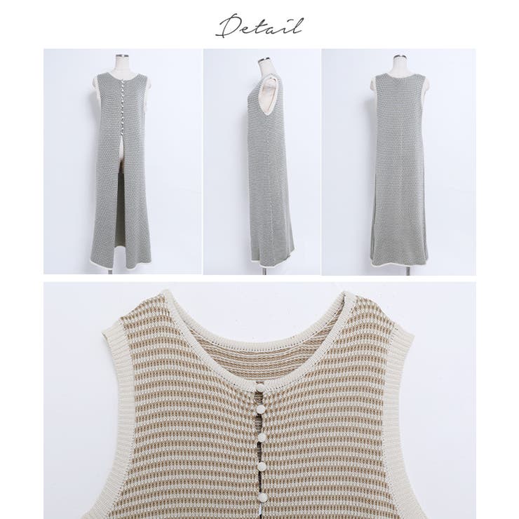 レトロ柄2Wayロングジレ ジレ ベスト[品番：GW000004251