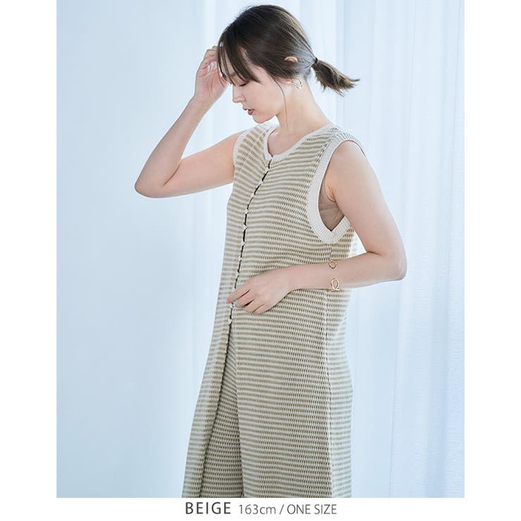 レトロ柄2Wayロングジレ ジレ ベスト[品番：GW000004251