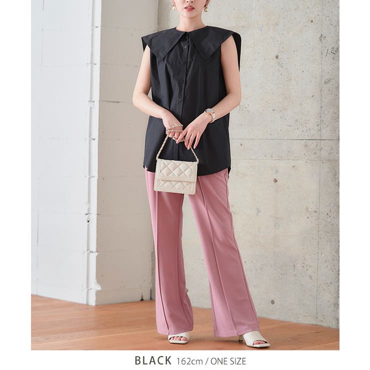 セーラーカラーノースリブラウス ビックカラー シャツ | Growing Rich | 詳細画像4 