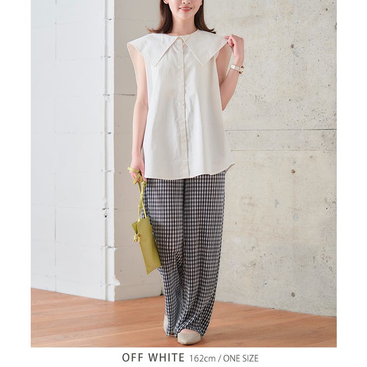 セーラーカラーノースリブラウス ビックカラー シャツ | Growing Rich | 詳細画像7 