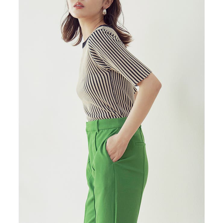 配色リブ5分袖プルオーバー トップス レディース | Growing Rich | 詳細画像12 